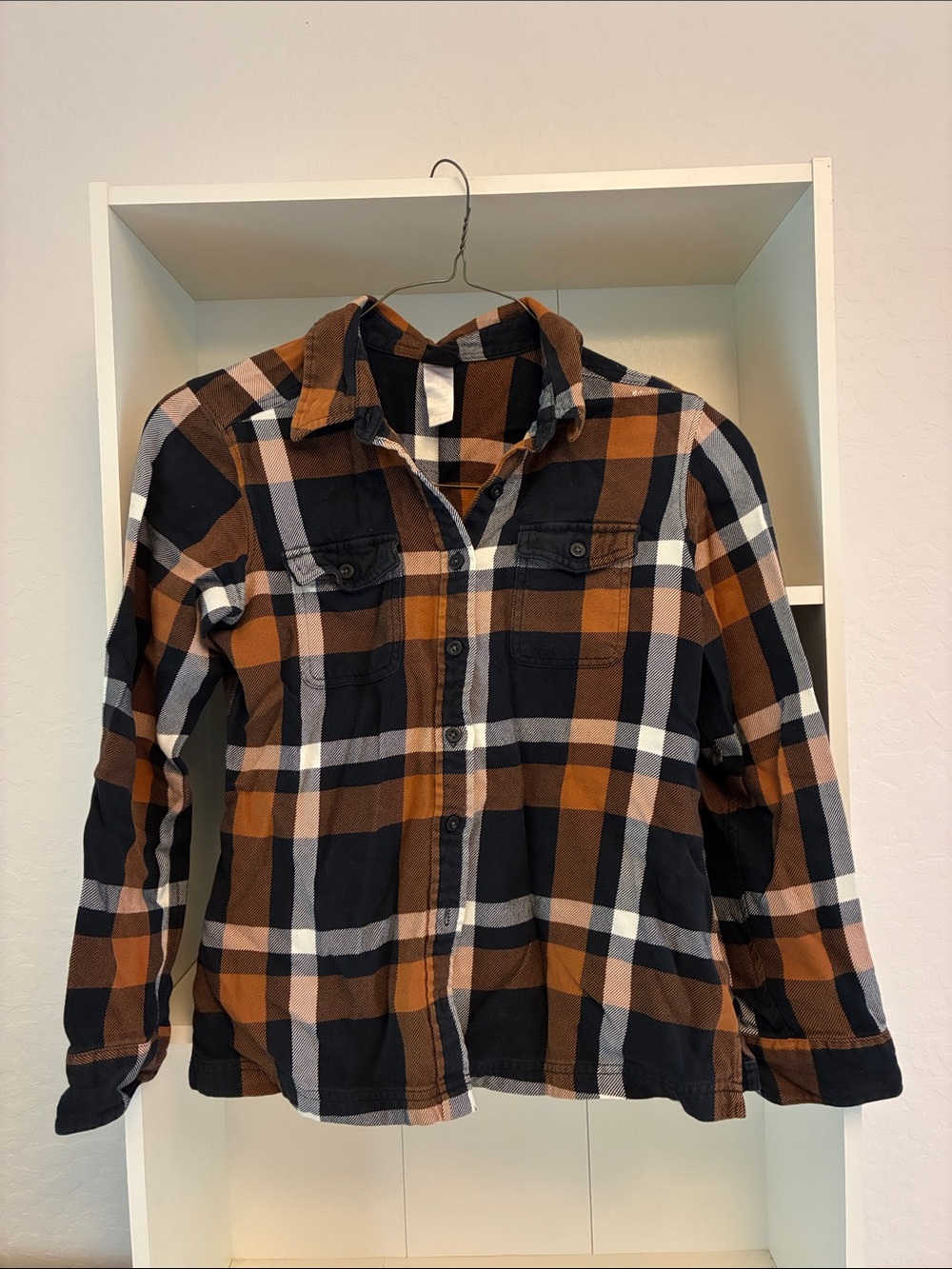 Patagonia Women's Plaid Button-Down Shirt in Brown, Black & White